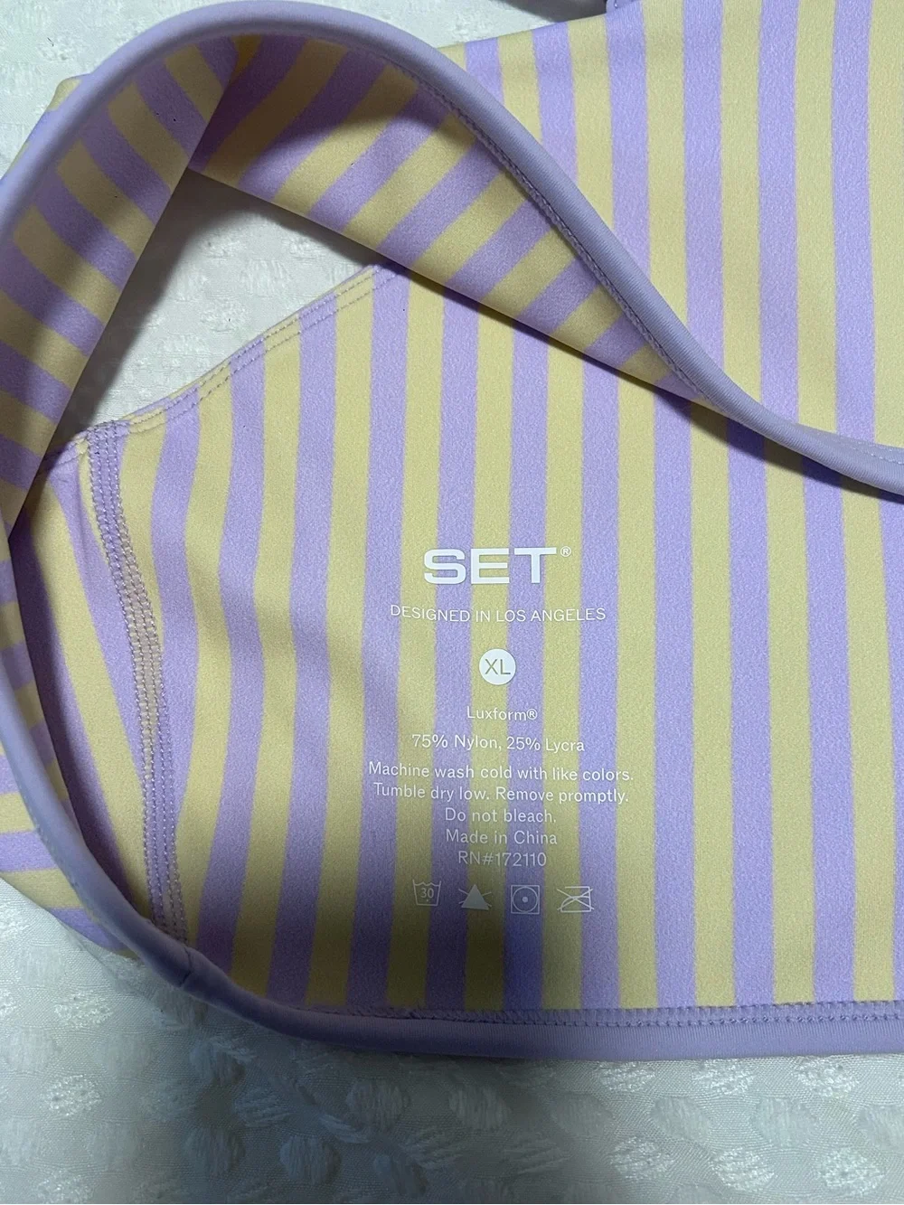 SET Active Luxform Lux Stripe Base Bra - Buttercream Size XL NWOT